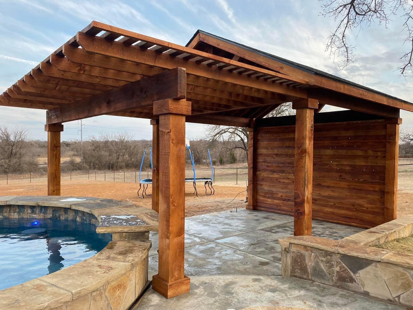 patio cover and pergola for pool deck in Plano
