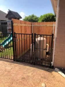 privacy fence covering pool filter