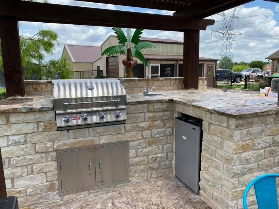 outdoor BBQ kitchen area
