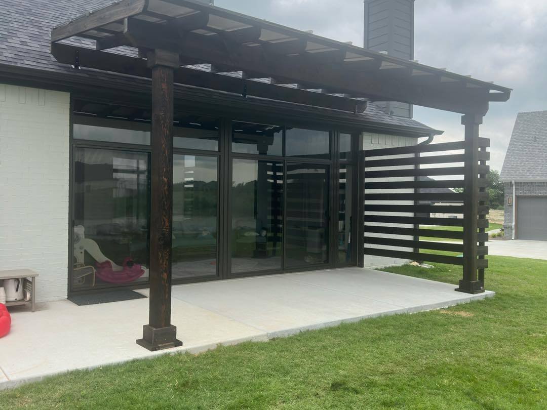 pergola with slat wall